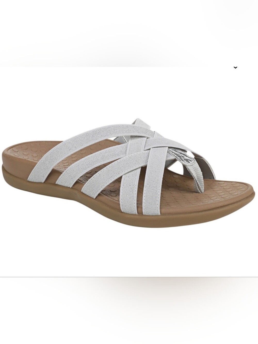 Vionic Silver Crisscross Toe-Post Slide Sandal - Picture 1 of 4